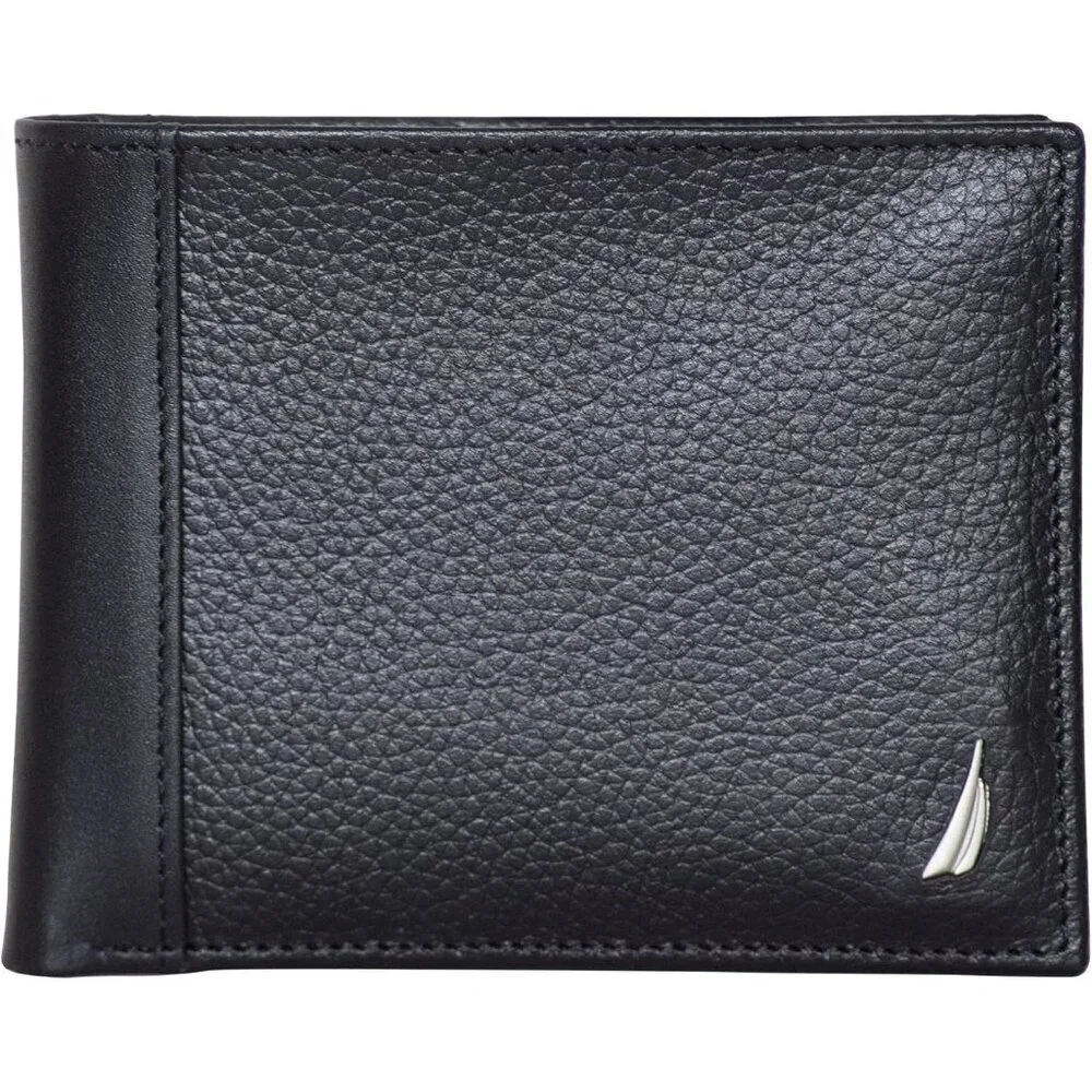 Men's J-Class - Black Bifold Leather Wallet RFID Blocking ID Window Card Slots